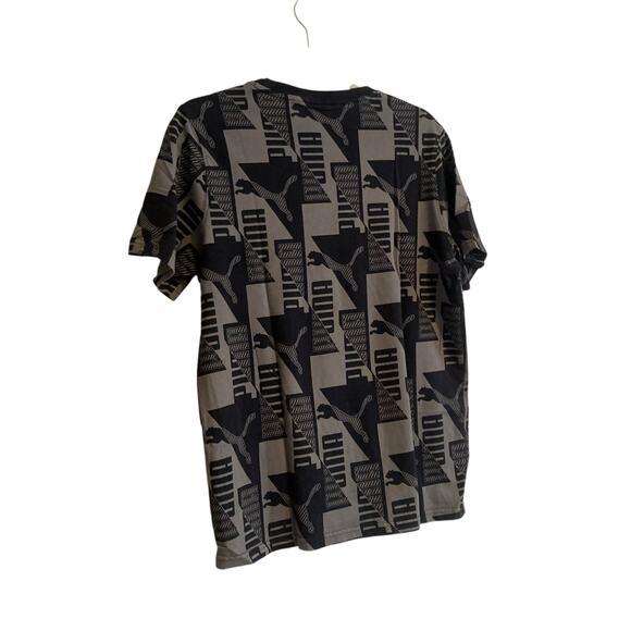 Puma Black Gray Power AOP All Over Print Logo Regular Fit T Shirt Size Medium - Picture 15 of 16